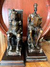 PAIR CARVED WOOD DON QUIXOTE PANCHO SANZA BOOKENDS — photo 1