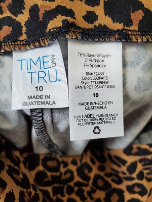Time & Tru Women's Multicolor Rayon High Rise Skinny Legs Casual Pants Size 10