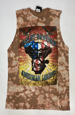Harley Davidson Las Vegas Nevada Graphic T-shirt Women Small Brown Tie Dye