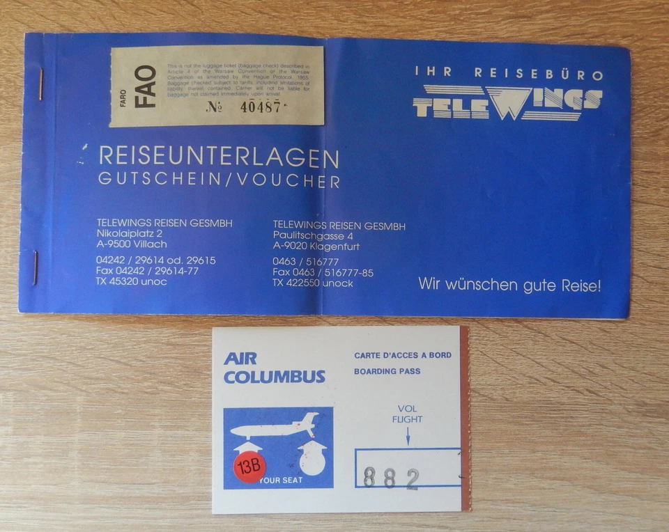 TELEWINGS  VINTAGE PLANE TICKET