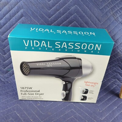 Vidal Sassoon Hair Dryer Professional 1875 Watt 3 Speed VS648 WORKS 