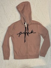 Pink Victoria's Secret Jacket Hoodie Women's Small Full Zip Graphic Logo New NWT