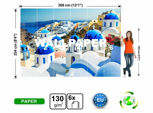 Greek Wallpaper Wall Mural Ocean Santorini Island Photo Decor Paper Poster Art - Picture 6 of 7
