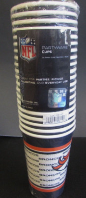 NEW NFL DENVER BRONCOS 20 DISPOSABLE 16OZ. PAPER CUPS PARTY- WARE ...