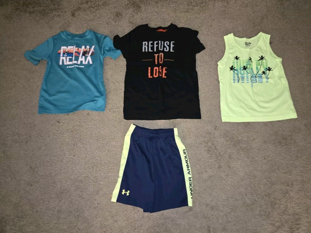 Lot of 4 Boys Sz 6-7 Summer Clothes Hurley Under Armour Old Navy