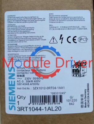 Siemens 3RT1044-1AL20 Power Contactor 230V 50/60Hz