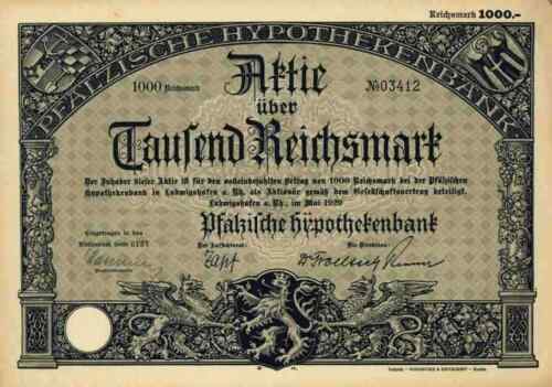 Pfälzische Hypothekenbank PHL 1929 Ludwigshafen Rhein Meiningen 1000 M Eurohypo - Afbeelding 1 van 1