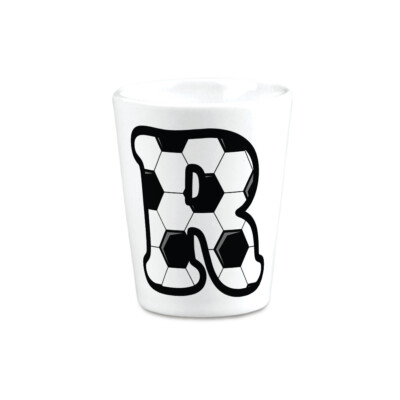 Ceramic Shot Glasses Soccer R Letter Alphabet Euro Cup 2 Oz