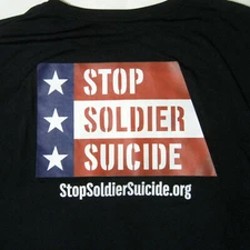SSS STOP SOLDIER SUICIDE Org - 100% Poly - Black - XL Large - T Shirt - New NWOT