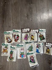STAINED GLASS ORNAMENT CHRISTMAS Tree Vintage 70’s New Old Stock Lot Of 12