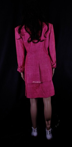 Costume vintage 100% seta tessuto seta tweed giacca blazer gonna rosa vale la pena taglia S - Foto 11 di 12