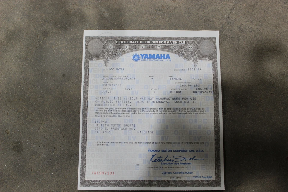 Yamaha RT100 1994 cuadro chasis #9857 Foto 2 de 4