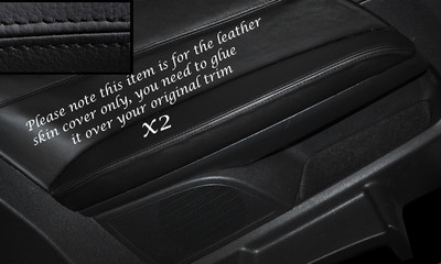 BLACK STITCHING 2X REAR DOOR ARMREST SKIN COVERS FITS VW SCIROCCO 2008-2014