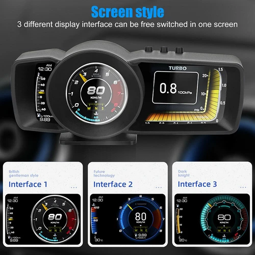 3.5'' 3 LCD Screen OBD2 GPS Smart Car Speedometer HUD Gauge Head Up Display RPM - Bild 4 von 11