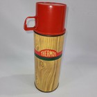 Thermos Vintage Metal Woodgrain No 155 Red Cap Stripes Complete Drink Cup Canada