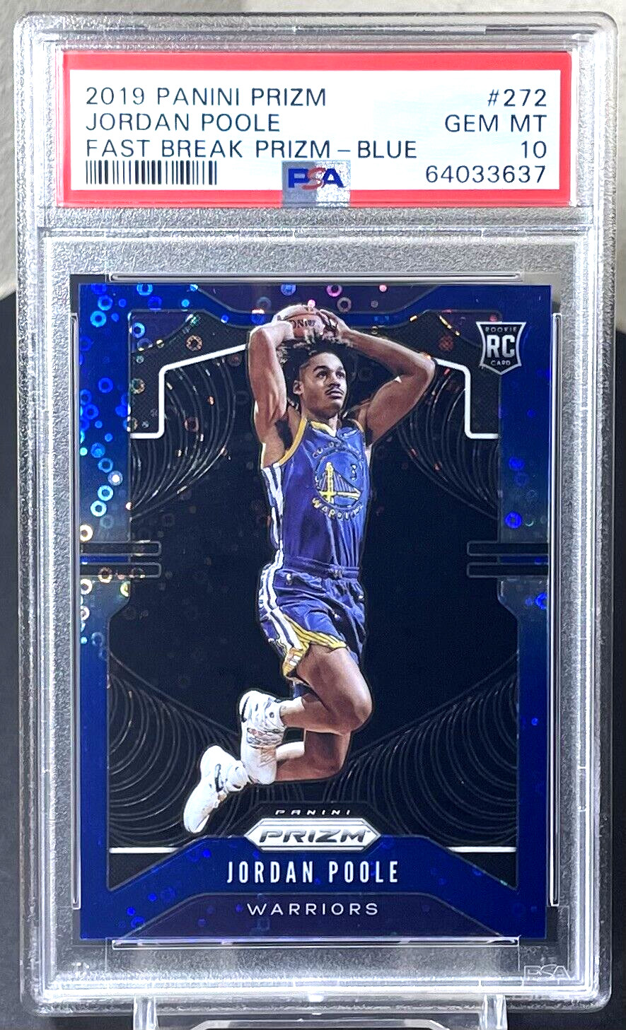 ( PSA 10 ) Jordan Poole 2019-20 Prizm RC Fast Break Blue /175 Warriors Rookie