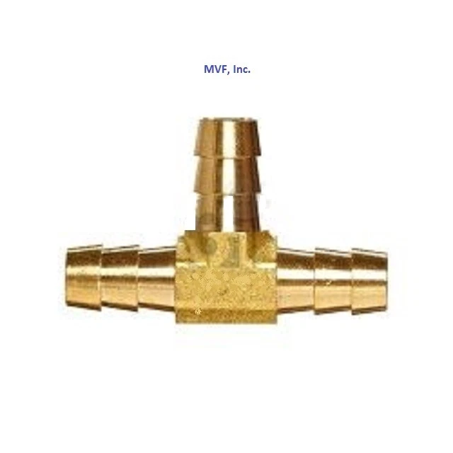 Hose Barb Tee for 1/4" ID Hose Brass 3-Way Fitting, Fuel, Water, Air HBT2-04 - Image 3 of 4