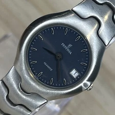 RARE Festina Ladies Premium Watch 661103 Gray Stainless Date 30M NEW BATTERY