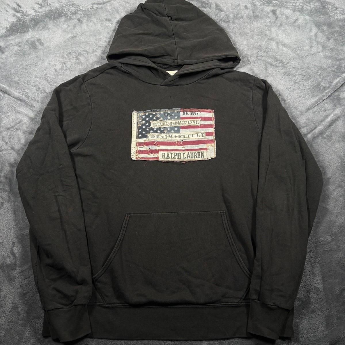 トップス DENIM & SUPPLY Ralph Lauren Hoodie Denim & Supply Ralph Lauren Hoodie Mens Large Black American Flag