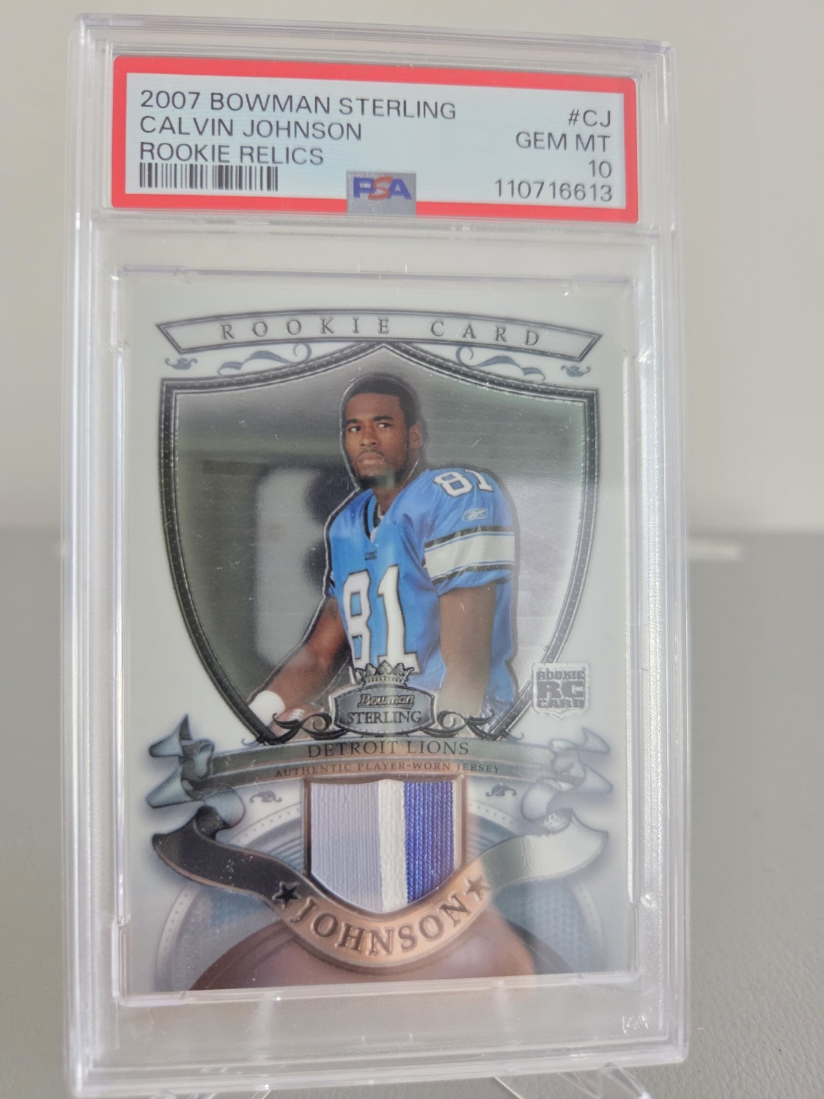 Calvin Johnson Bowman Sterling Rookie Relics #CJ Jersey