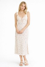 NWT Baby doll Y2K Lace Cream Floral Maxi Dress Tie Boho Chic Ruffle Forever 21
