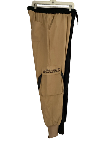 Men's Shein Fashion Casual Cargo Jogger Leg Black/Gold Pullon Pants Sz. L - Picture 5 of 8