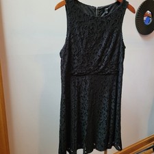 APT 9 Wmns Sz 14 Black Eyelet Lace Lined Dress, Zip Back Party Business Slvless