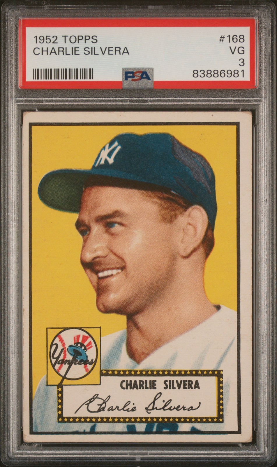 1952 TOPPS #168 CHARLIE SILVERA ROOKIE RC PSA 3