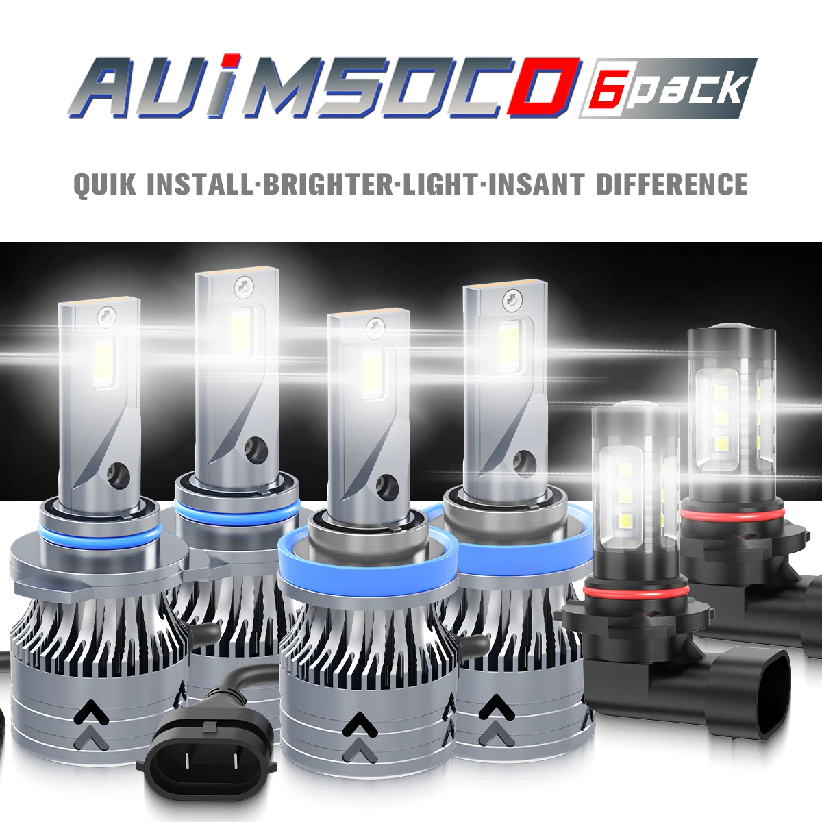 For Ford F-150 2015-2022 LED Headlights Hi-Lo Beam+Fog Light Bulb 9005 H11 9145