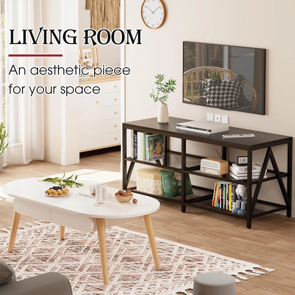 TV Stand for TVs up to 60 Inch, 43" Long Industrial TV Console Table with 3-T... - Image 2 of 4