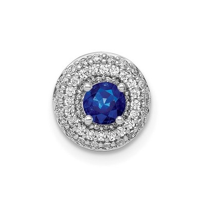 14k Weißgold 1/4ctw. Diamant und 0,25ct Saphir Kette Plättchen Anhänger