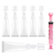 6PCS Empty Lip Gloss Tubes – 8ml Refillable with 5ml Syringes Kit