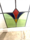 Vtg ABSTRACT FLORAL MIDSIZE OLD ENGLISH Framed STAINED GLASS WINDOW 24” x 19" — photo 4