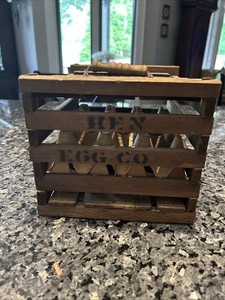 Vintage  Hen Egg Co. Wooden Egg Crate 8.5x6.5