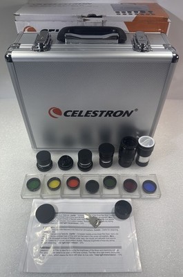 Celestron 94303 1.25 Eyepiece Filter Kit 5 Plossl 2x Barlow Aluminum Case