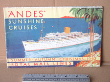 'ANDES' sunshine cruises brochure 1962.  Royal Mail Lines
