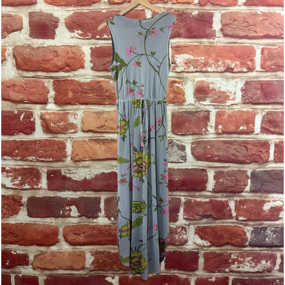 Vestido Sweet Pea Stacy Frati Para Mujer M Gris Multicolor Floral Malla Alto Bajo Maxi Foto 2 de 4