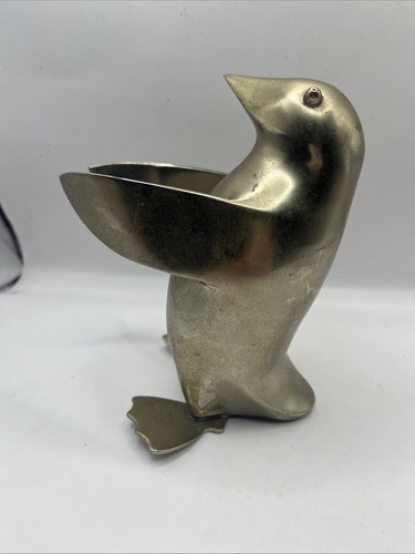 Restoration Hardware Silver Plated Butler Penguin Candle Plate Holder 5.5" - Picture 5 of 10