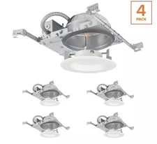 Commercial Electric 6 in. LED White Recessed Trim and Housing Kit Select CCT 4PK