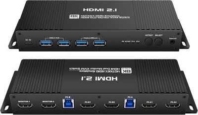 Kvm Switch 2 Monitors 2 Computers Hdmi Edid 4k 144hz Hotkey Switching