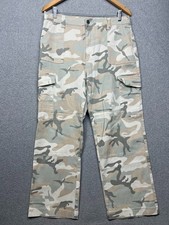 Y2K 90s Camo Neutral Womens Cargo Straight Leg Pants Size L Utility Field Work