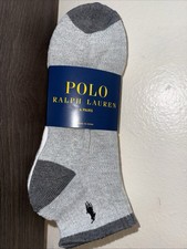 POLO RALPH LAUREN 4 PAIRS ANKLE SOCKS W/PONY LOGO MEN'S SOCK SIZE 10-13. NEW
