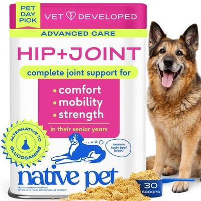 Hip & Joint Advanced Care Dog Joint Supplement Powder for Mobility & Movement...