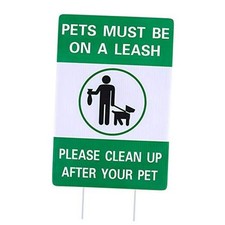 Clean Up After Your Dog Sign - 8"X12" No Poop and Pee Sign With Metal 4- Leash1