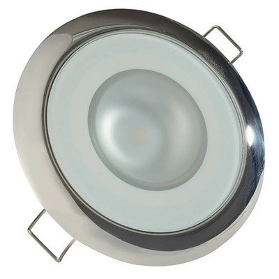 Lumitec 113119 Mirage Flush Mount Down Light Glass Finish/Polished SS Bezel Warm