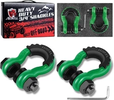 3/4" D Ring Shackle (2 Pack) 45,000lb Break Strength with 7/8" Pin, Darkgreen