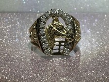 Lady's Diamond Horse Shoe Ring 14 Diamonds .14 Carat T.W. 14KYG 5.8g PD1112786