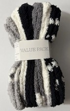 Pack of 6 Women's Size 4-10 Low Cut Fuzzy Cozies Socks Gray Black White - NEW