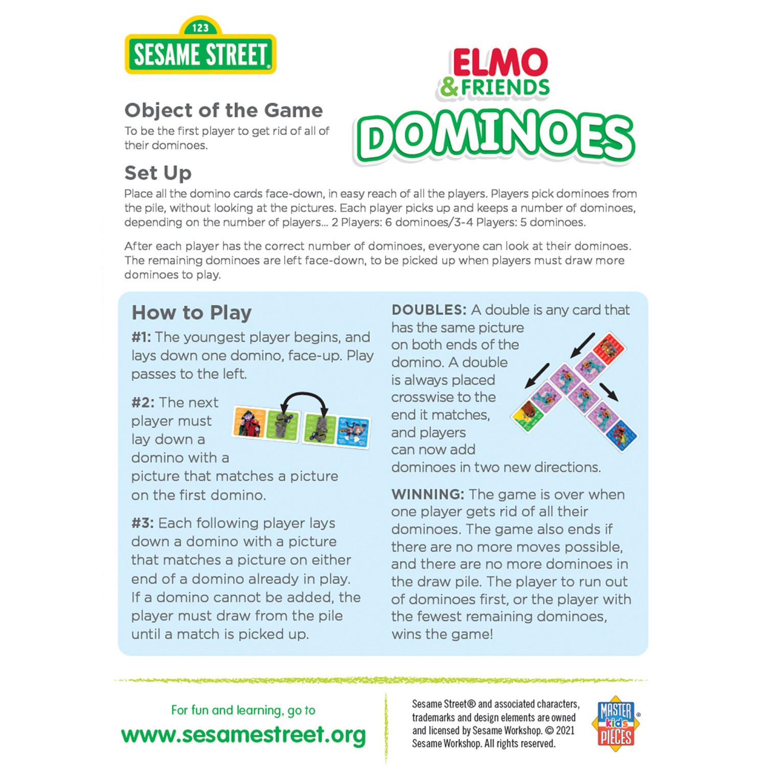 MasterPieces - Sesame Street - Elmo & Friends Picture Dominoes for Kids