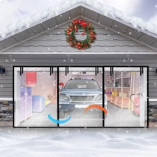 Garage Insulated Door Curtain Transparent Magnetic Screen Windproof Garage Do...